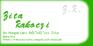 zita rakoczi business card